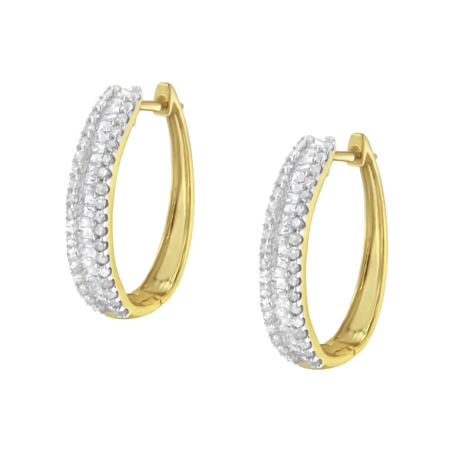 10K Yellow Gold Diamond Hoop Earring (3/4 cttw, I-J Color, I2-I3 Clarity)