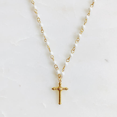 Cabled Cross Pendant Necklace