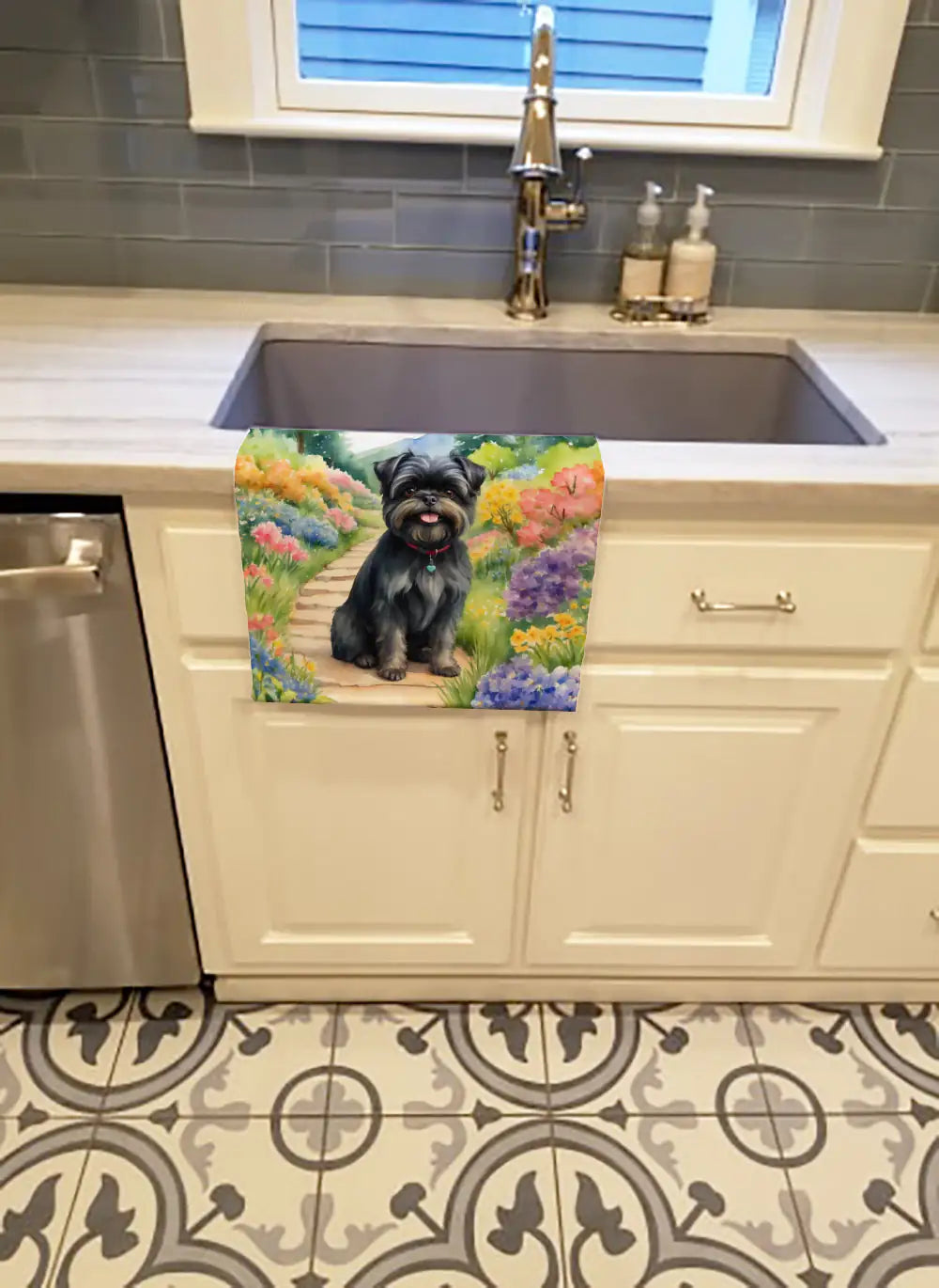 Affenpinscher Spring Garden Kitchen Towel