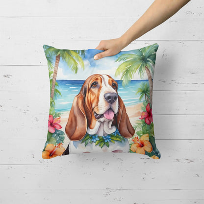 Basset Hound Luau Throw Pillow