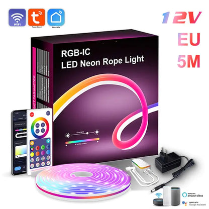 Barra de Luz Neon LED RGB com WiFi, Controle por App e Voz, Sincronização com Música – Ideal para Iluminação de Fundo de TV e Decoração de Ambientes