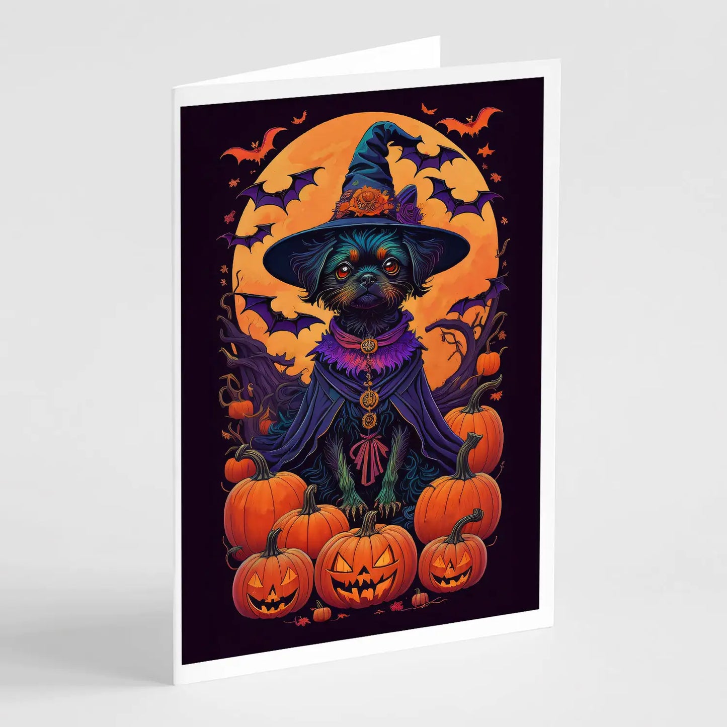 Affenpinscher Witchy Halloween Greeting Cards Pack of 8