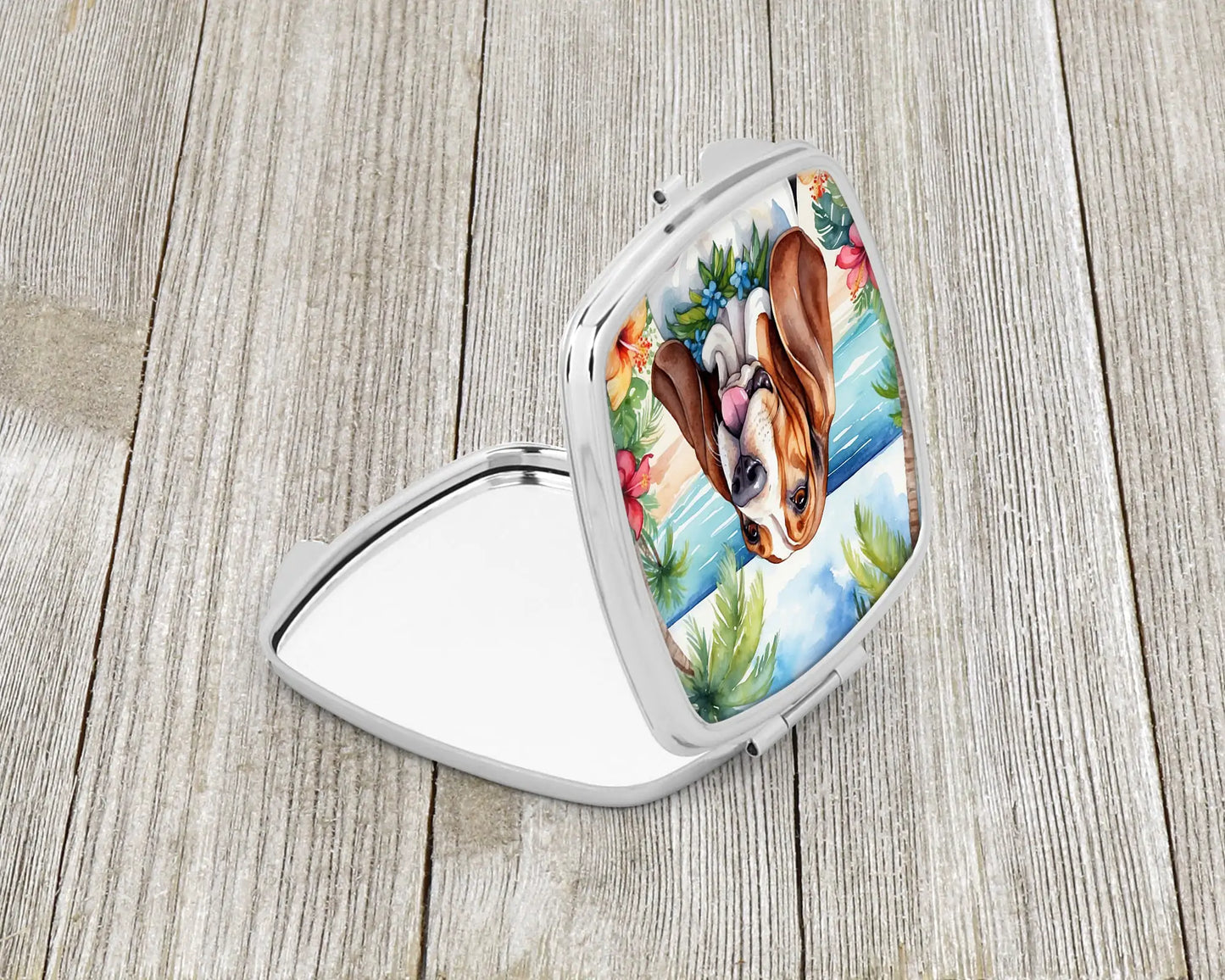 Basset Hound Luau Compact Mirror