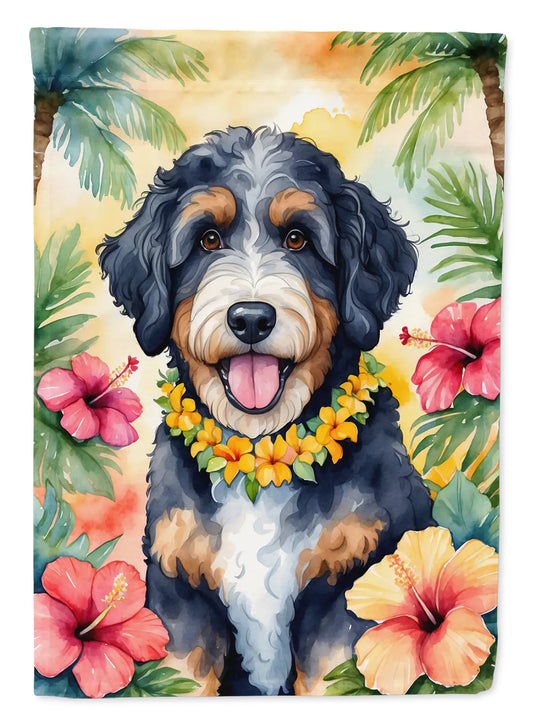 Bernedoodle Luau House Flag