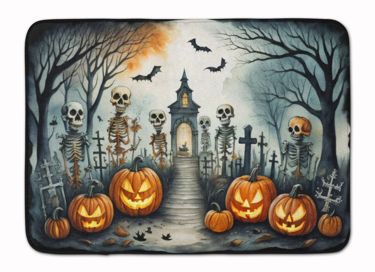 Skeleton Spooky Halloween Memory Foam Kitchen Mat