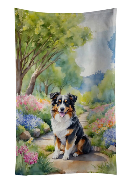 Australian Shepherd Spring Garden Kitchen Towel