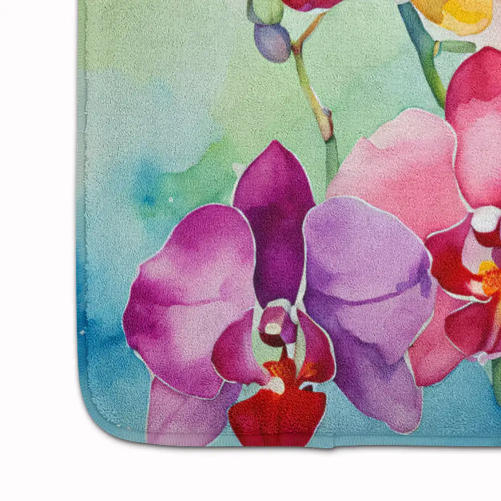 Orchids in Watercolor Memory Foam Kitchen Mat