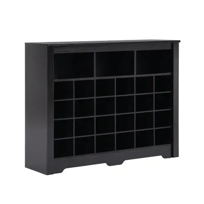 Stylish Design 24 Shoe Cabinet Console, Modern Shoe Cabinet With Curved Base, Multifunctional Sideboard, High Quality, For Corridor, Bedroom, Living Room, Black