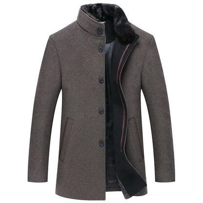 Stand Collar Woolen Coat