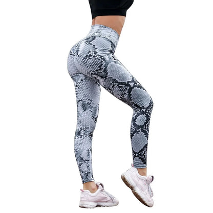 High Waist Snake Print Bum Scrunch Leggings