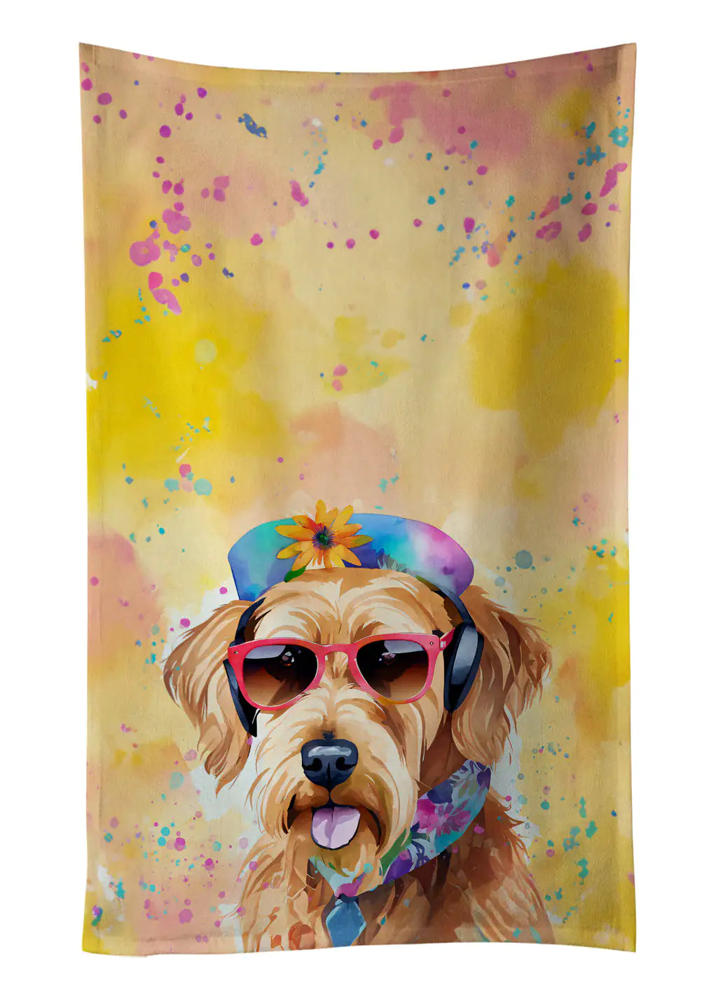 Airedale Terrier Hippie Dawg Kitchen Towel