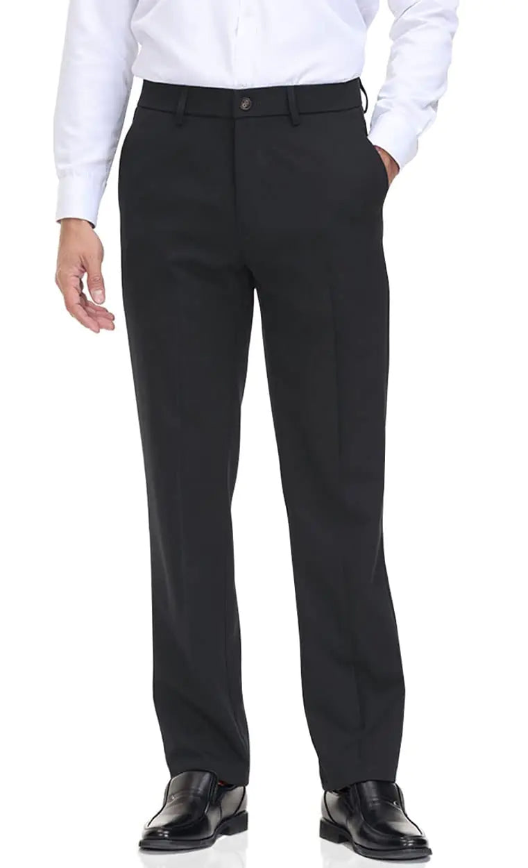 Soojun Men's Classic Fit Flex Waist Flat Front Dress Pant Black 36W x 34L