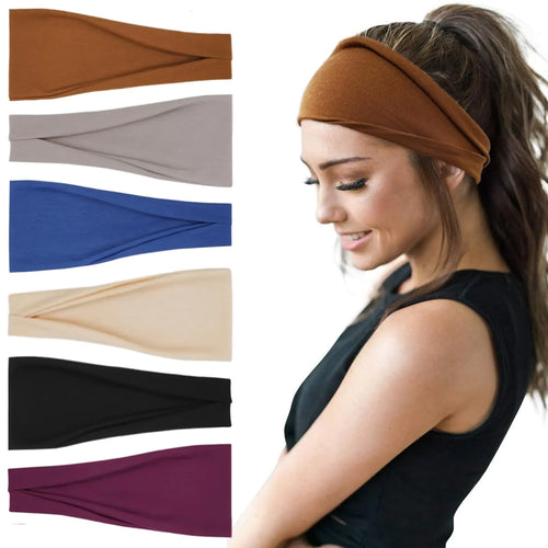 Fashion Headbands For Women Wide Headband Yoga Workout Head Bands Hair Accessories Band 6 Pack Solid