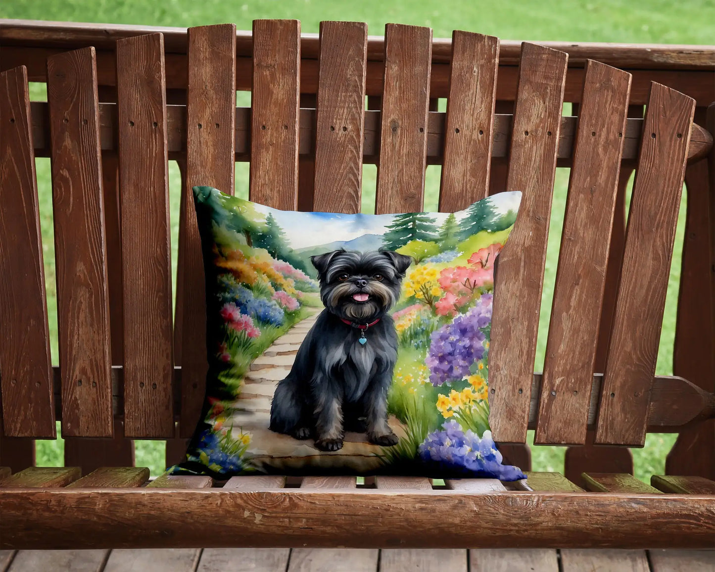 Affenpinscher Spring Garden Throw Pillow