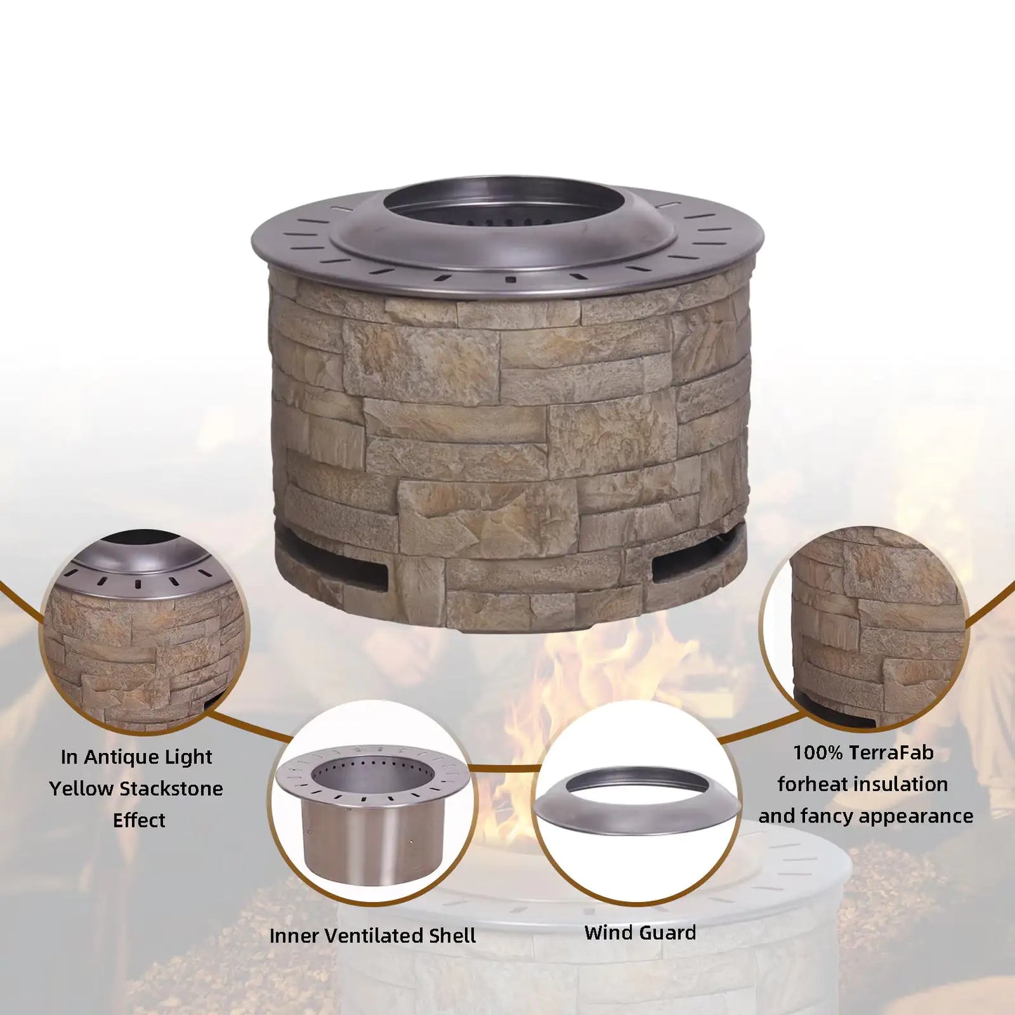 Stackstone Look Smokeless Firepit With Wood Pellet Twig Wood As The Fuel