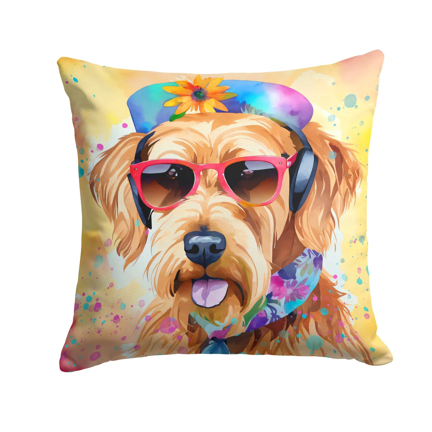 Airedale Terrier Hippie Dawg Throw Pillow