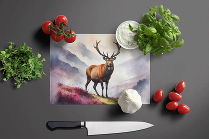 Highland Red Deer Glass Cutting Board