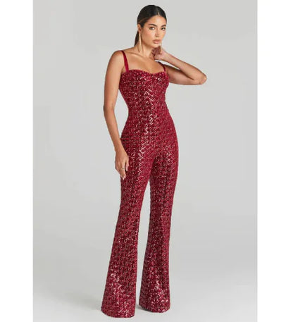 Fashion Women's Sequin Sling Tube Top Jumpsuit