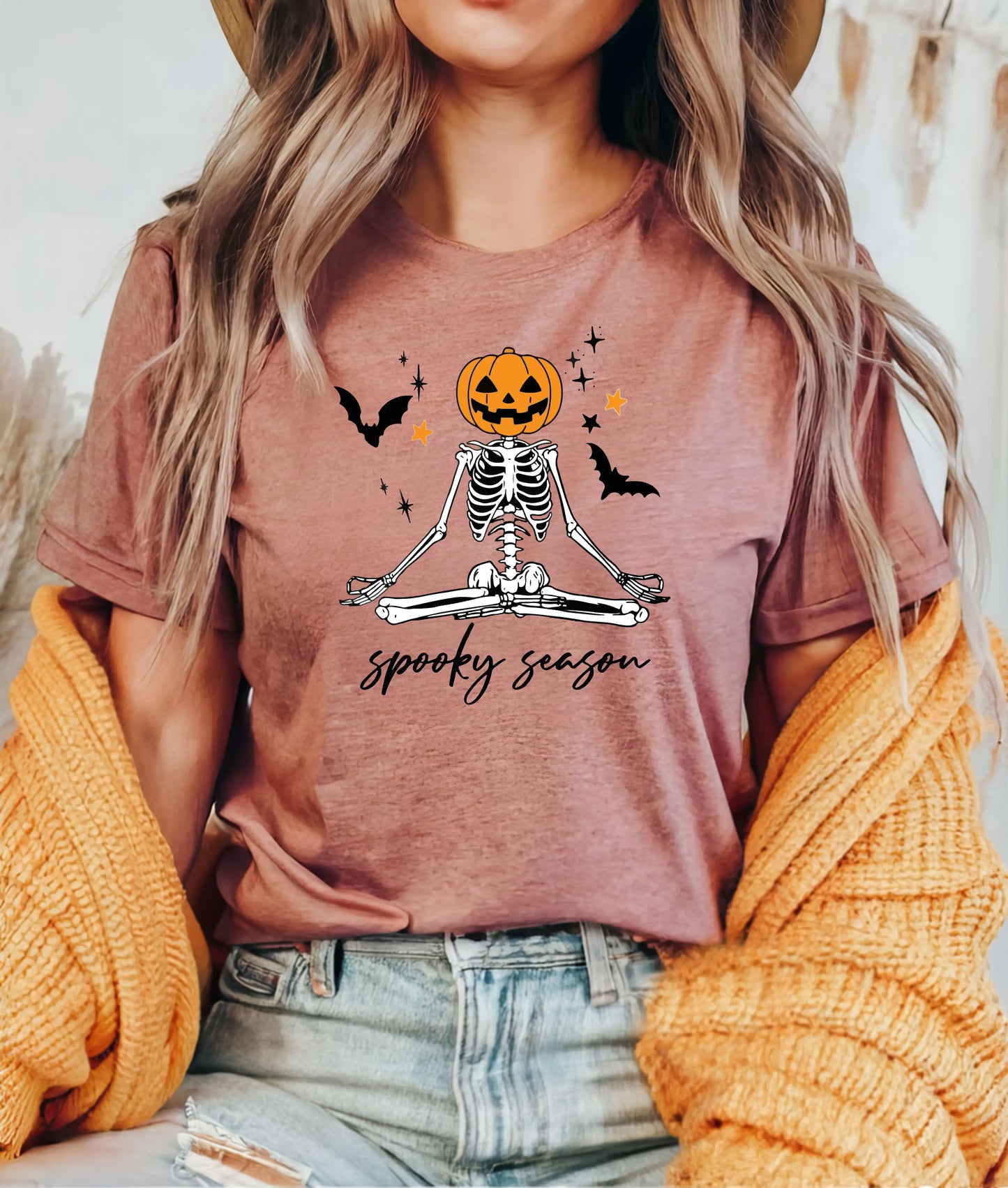 Spooky Season Shirt, Spooky Pumpkin Shirt, Halloween Skeleton Shirt