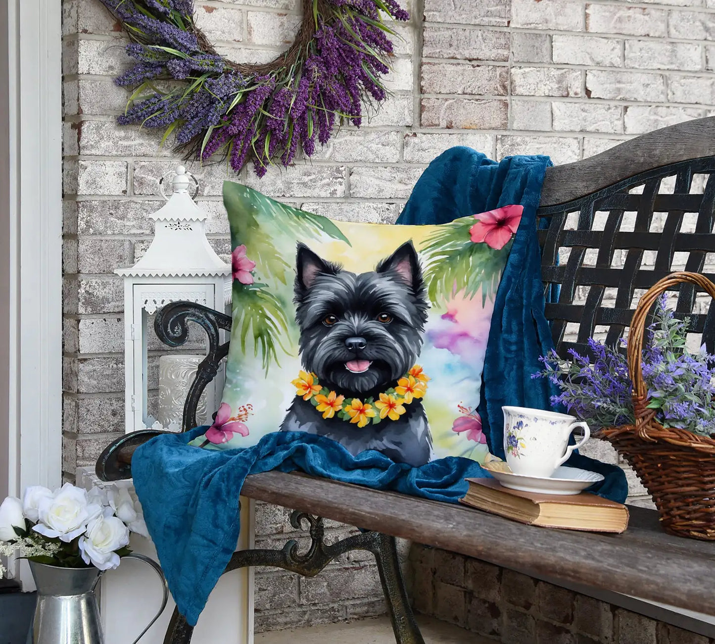 Cairn Terrier Luau Throw Pillow