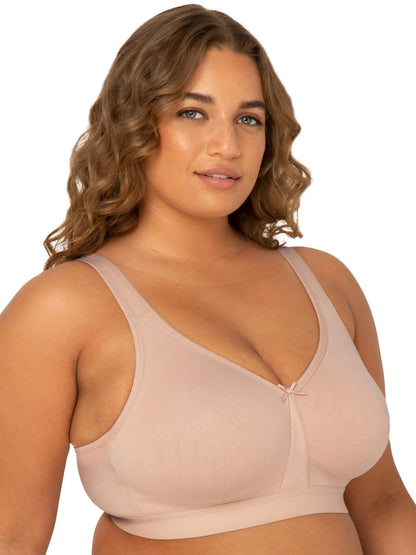 Fruit of the Loom Fit for Me Women's Plus-Size Wireless Cotton Bra, Available in Multi Packs! 46D Sand