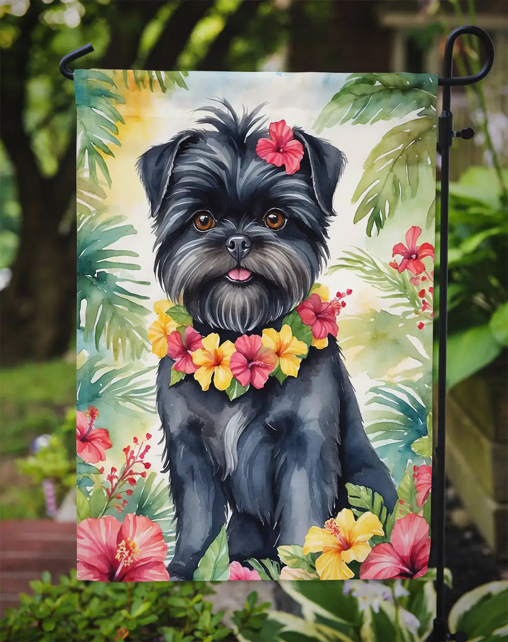 Affenpinscher Luau Garden Flag