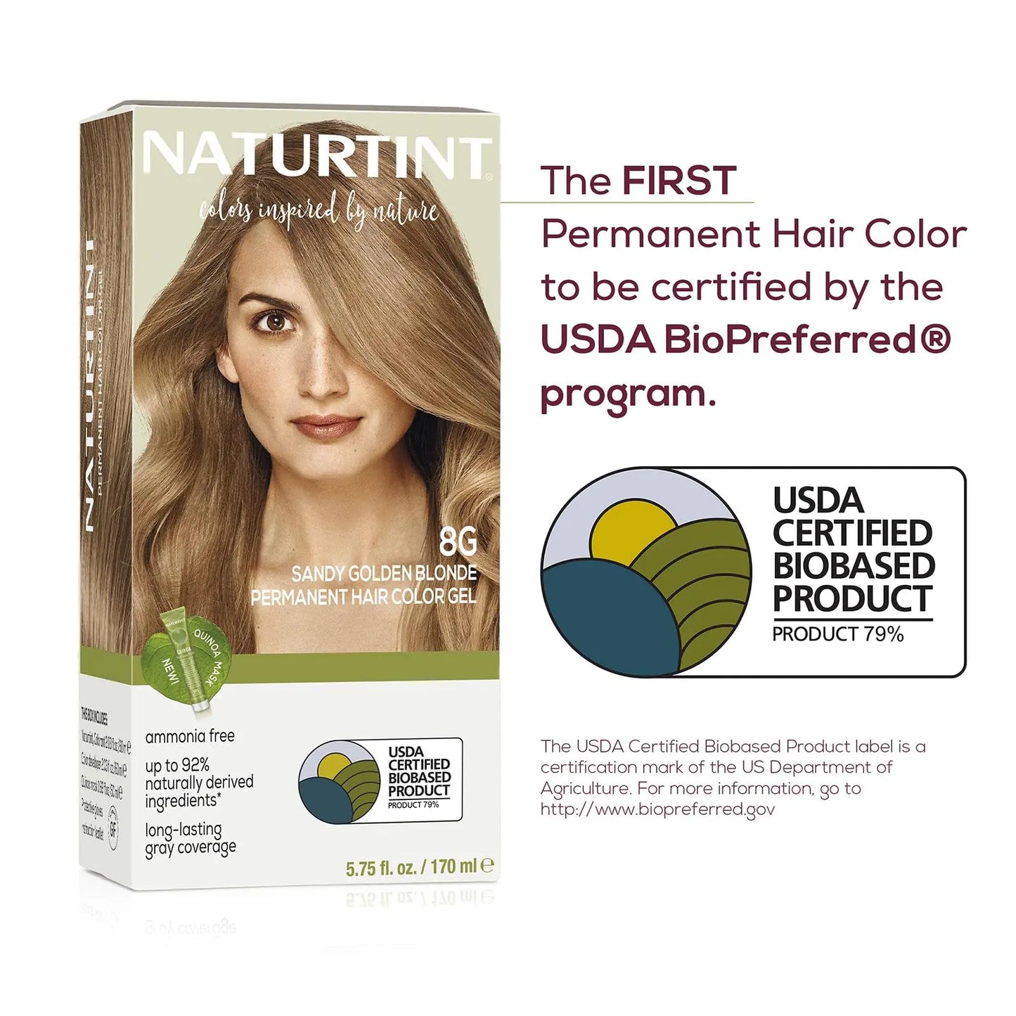 Naturtint Permanent Hair Color 8C Copper Blonde (Pack of 1), Ammonia Free, Vegan, Cruelty Free, up to 100% Gray Coverage, Long Lasting Results