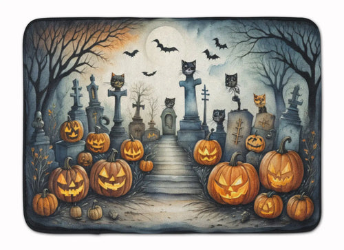 Cat Cemetery Spooky Halloween Memory Foam Kitchen Mat