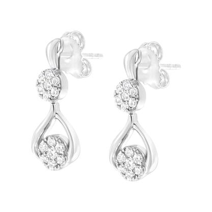 Boucles d'oreilles pendantes en argent sterling plaqué or blanc 10K avec diamants synthétiques de 1/2 carat cttw (Couleur F-G, Clarté VS2-SI1)