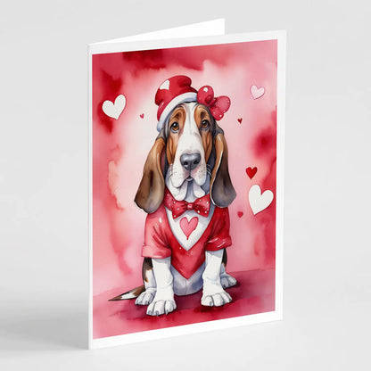 Basset Hound My Valentine Greeting Cards Pack of 8