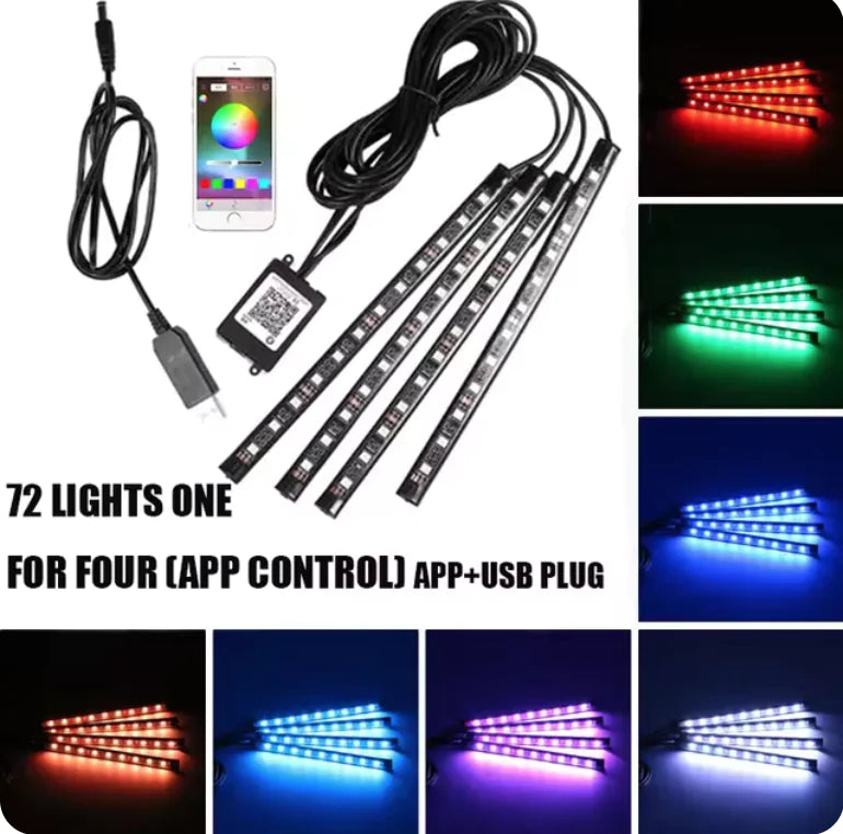 Luzes de LED Controladas por Música para Pés de Carro