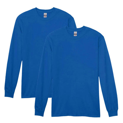 Gildan Adult Heavy Cotton Long Sleeve T-Shirt, Style G5400, 2-Pack Large Royal