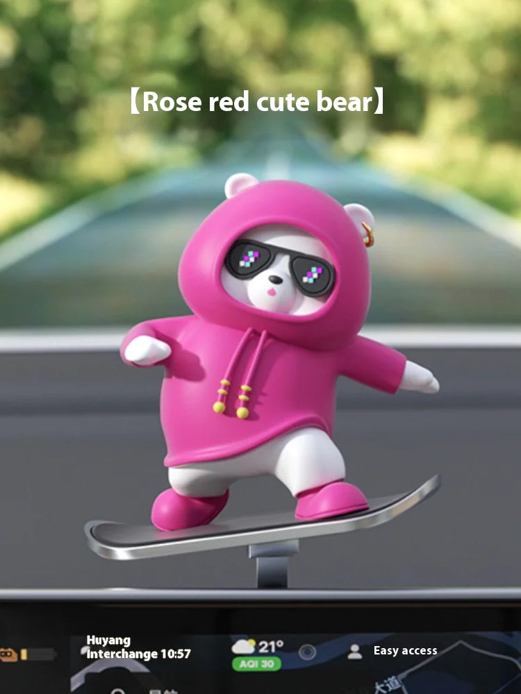 Cartoon Bear Car Skateboard