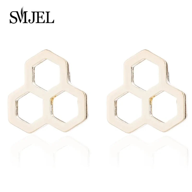 Triple Honeycomb Stud Earrings