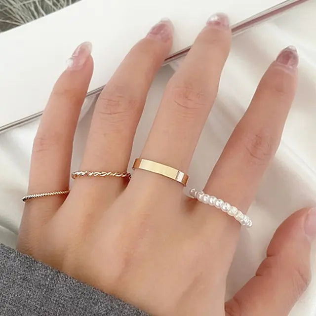 Fashion Boho Crystal Joint Ring Set