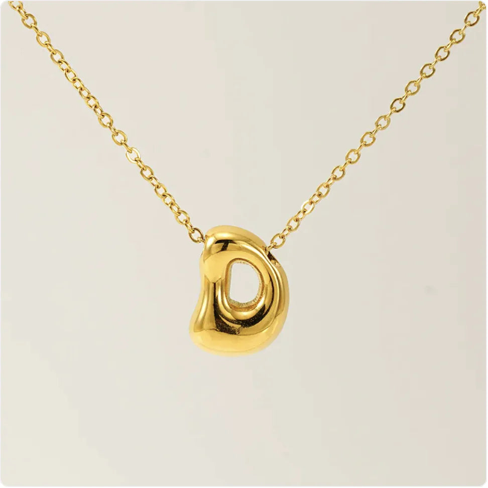 Women's Glossy Bubble Letter Pendant Necklace