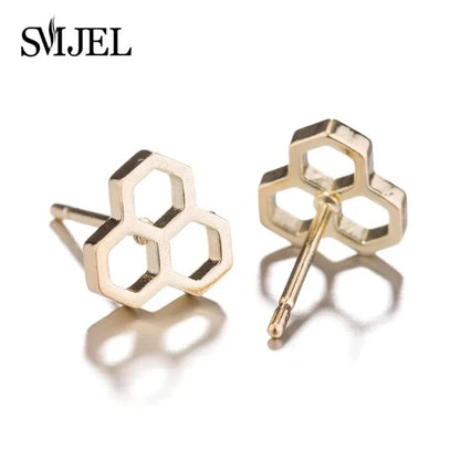 Triple Honeycomb Stud Earrings