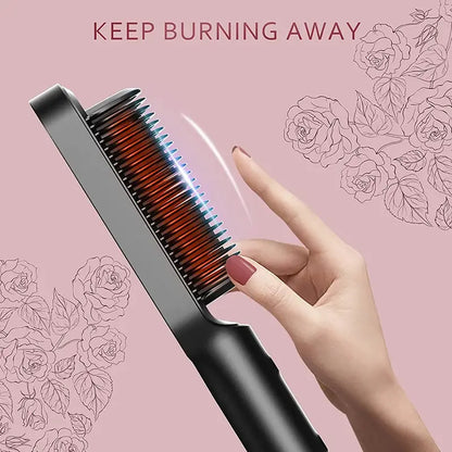 Professional Electric Hair Straightening Brush With LCD Display