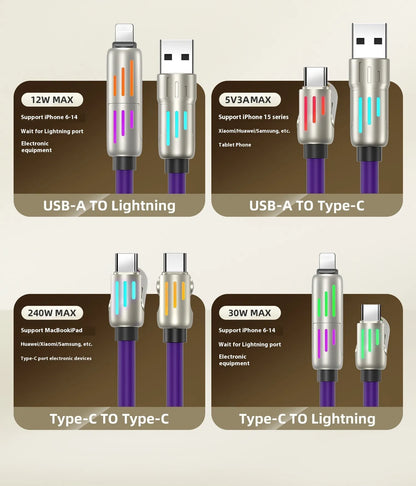 Car Multifunction 240W Four-in-one Data Cable