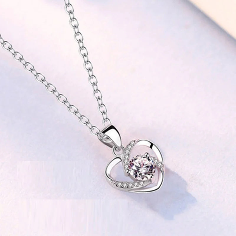 Heart-Shaped Silver Jewelry Set