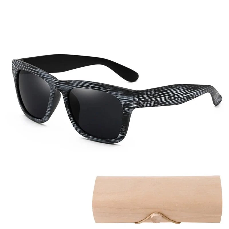 Square Bamboo  Retro Sunglasses