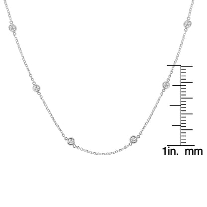 Sterling Silver Bezel-Set Diamond Station Necklace (1 cttw, J-K Color, I1-I2 Clarity)