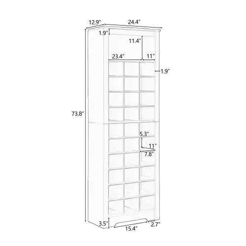 Stylish Design 30 Shoe Cabinet Console, Modern Shoe Cabinet, Multiple Storage Capacity, Self-standing High Cabinet, Suitable For Hallway, Bedroom, White