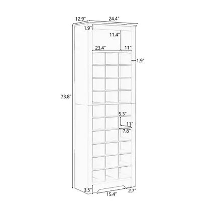 Stylish Design 30 Shoe Cabinet Console, Modern Shoe Cabinet, Multiple Storage Capacity, Self-standing High Cabinet, Suitable For Hallway, Bedroom, White