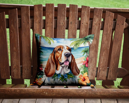 Basset Hound Luau Throw Pillow