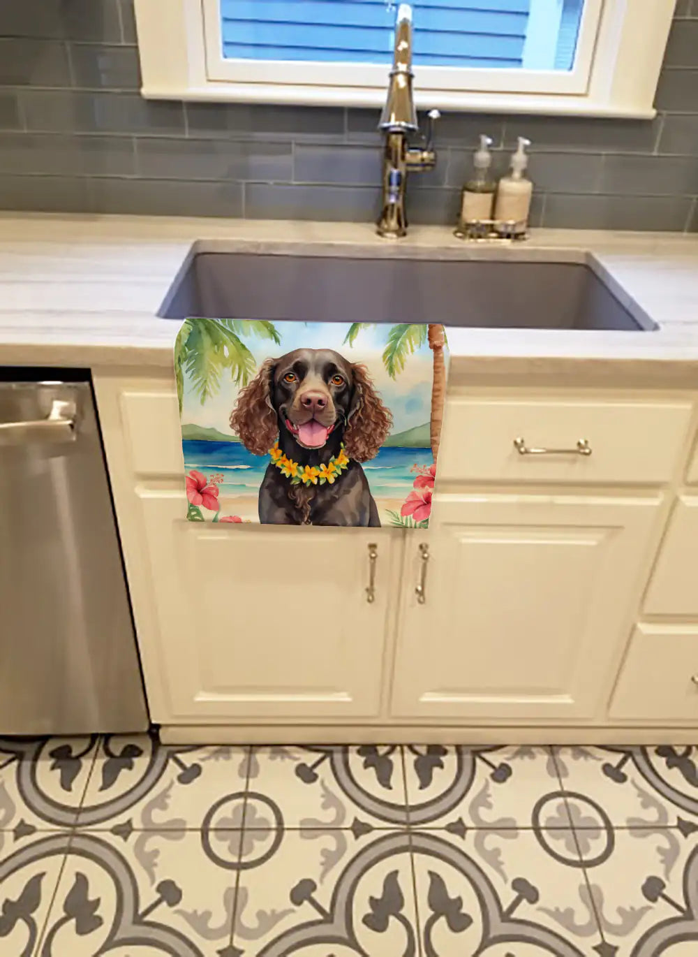 American Water Spaniel Luau Kitchen Towel