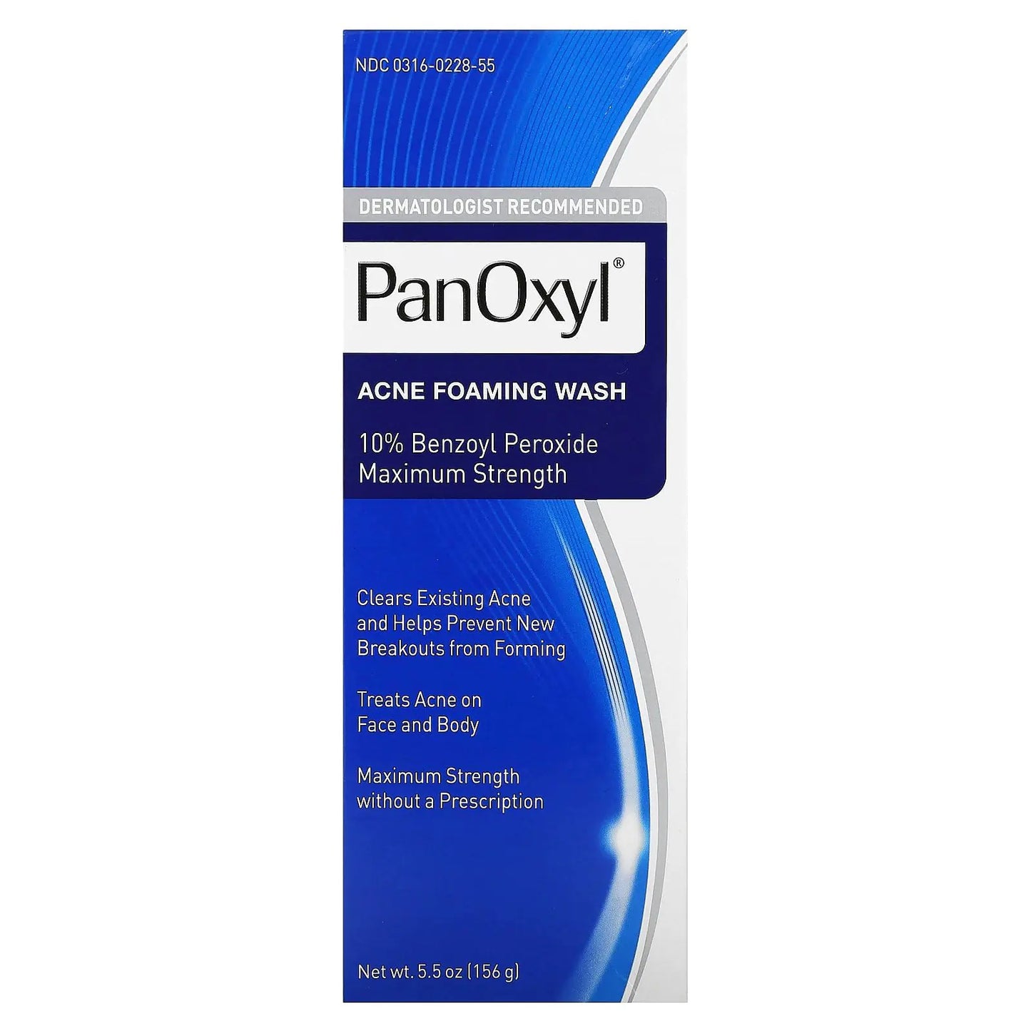 PanOxyl Acne Foaming Wash Benzoyl Peroxide 10% Maximum Strength Antimicrobial, 5.5 Oz Unscented 5.5 Ounce (Pack of 1)