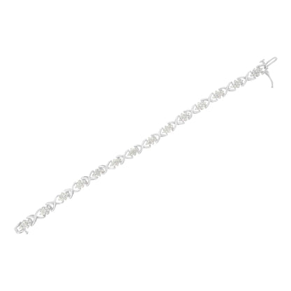 .925 Sterling Silver 2-1/4 Cttw Diamond 7” Cluster X Link Bracelet (I-J Color, I3 Clarity)