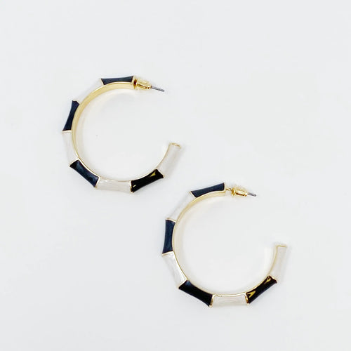 Color Block Bamboo Hoop Earrings