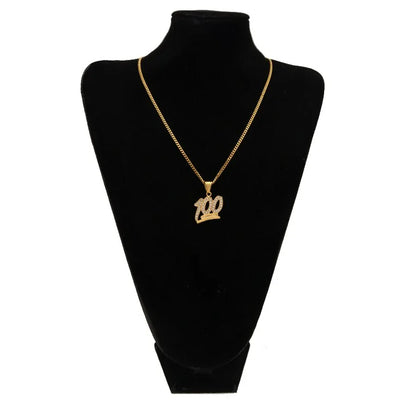 Gold Emoji 100 Logo Pendant Necklace